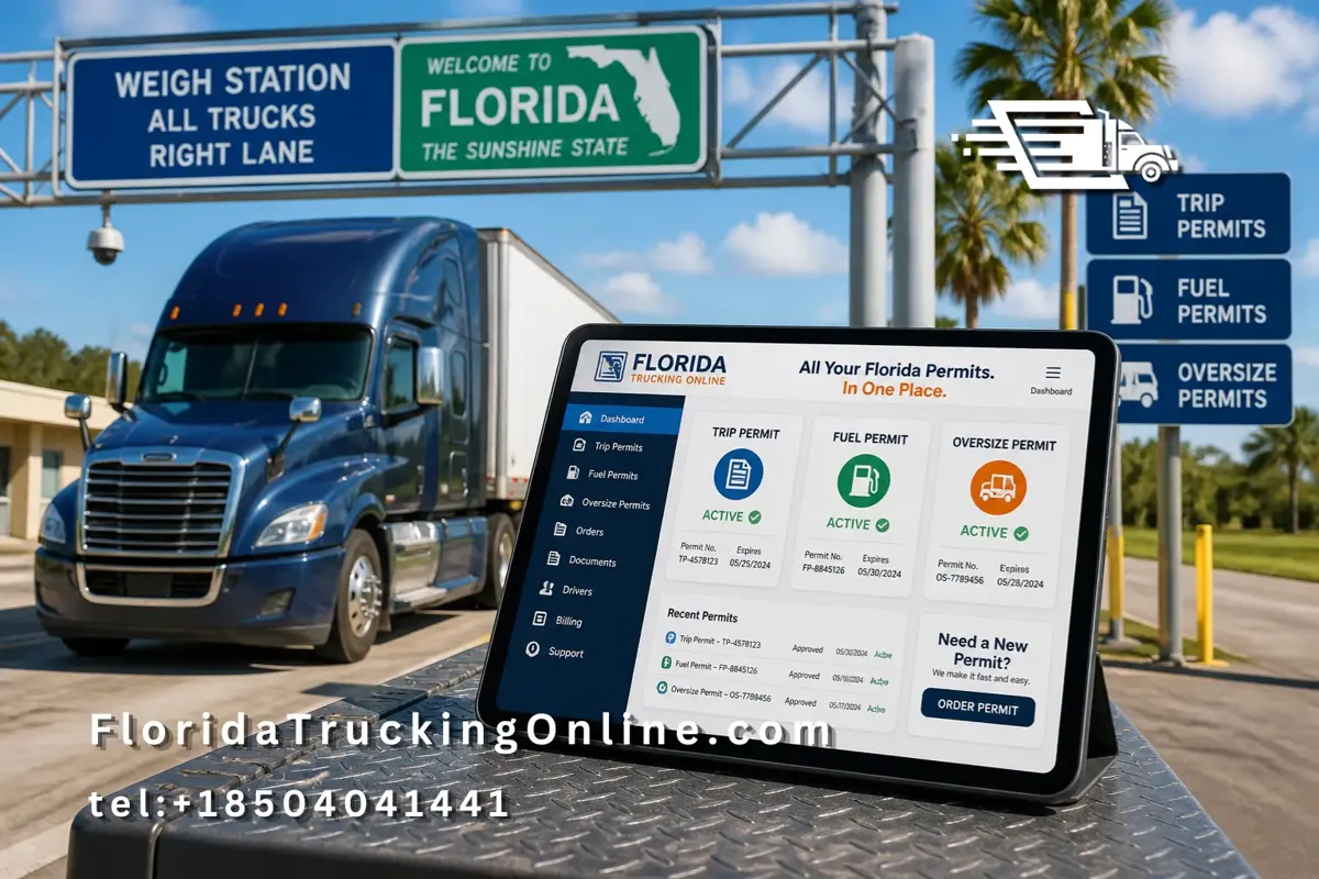 Florida truck permits dashboard on tablet