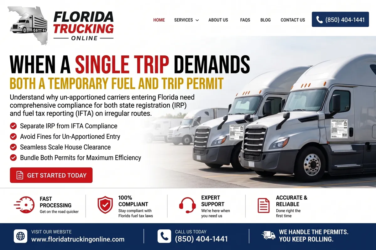 A commercial truck passing through a Florida highway scale lane