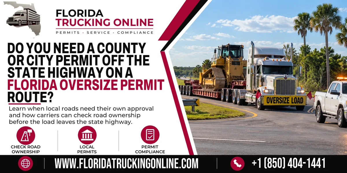 Oversize truck leaving a Florida state highway onto a county road with a Florida Oversize Permit