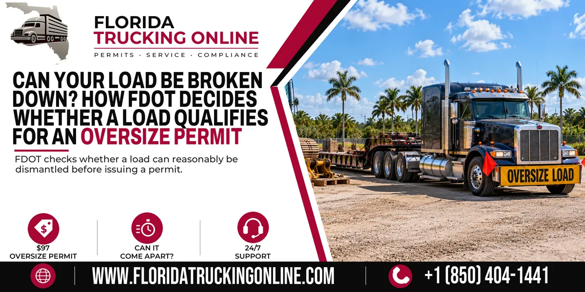 Excavator being disassembled for a Florida oversize permit load