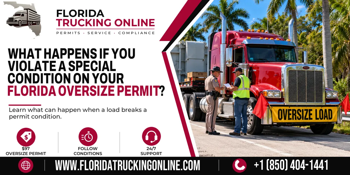 Florida Oversize Permit load stopped by officer