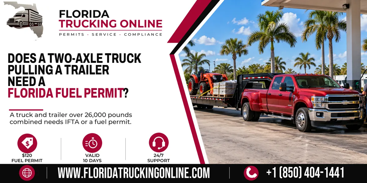 Florida fuel permit for a pickup pulling a trailer